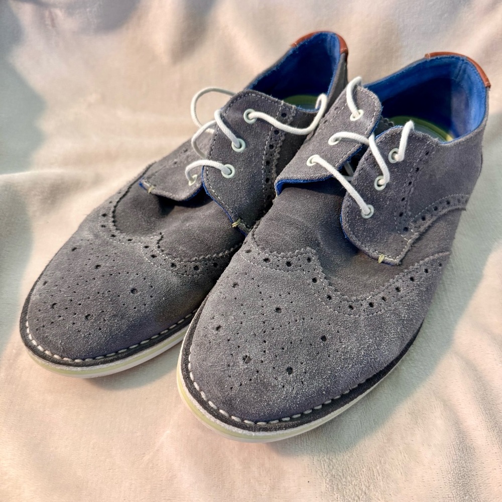 Ted Baker Jamfro Suede Oxford Wingtip Casual Dress Shoes Men's US Size 11 Grey